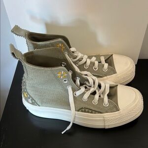 Converse Green and White High-Top Sneakers